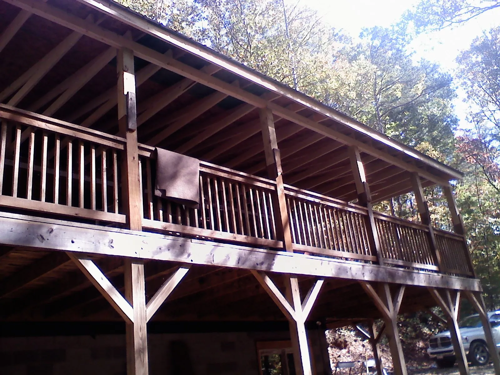 Timber framing under a new elevated porch and deck — Roof Leak Repair in Goose Creek by Roofing Brothers